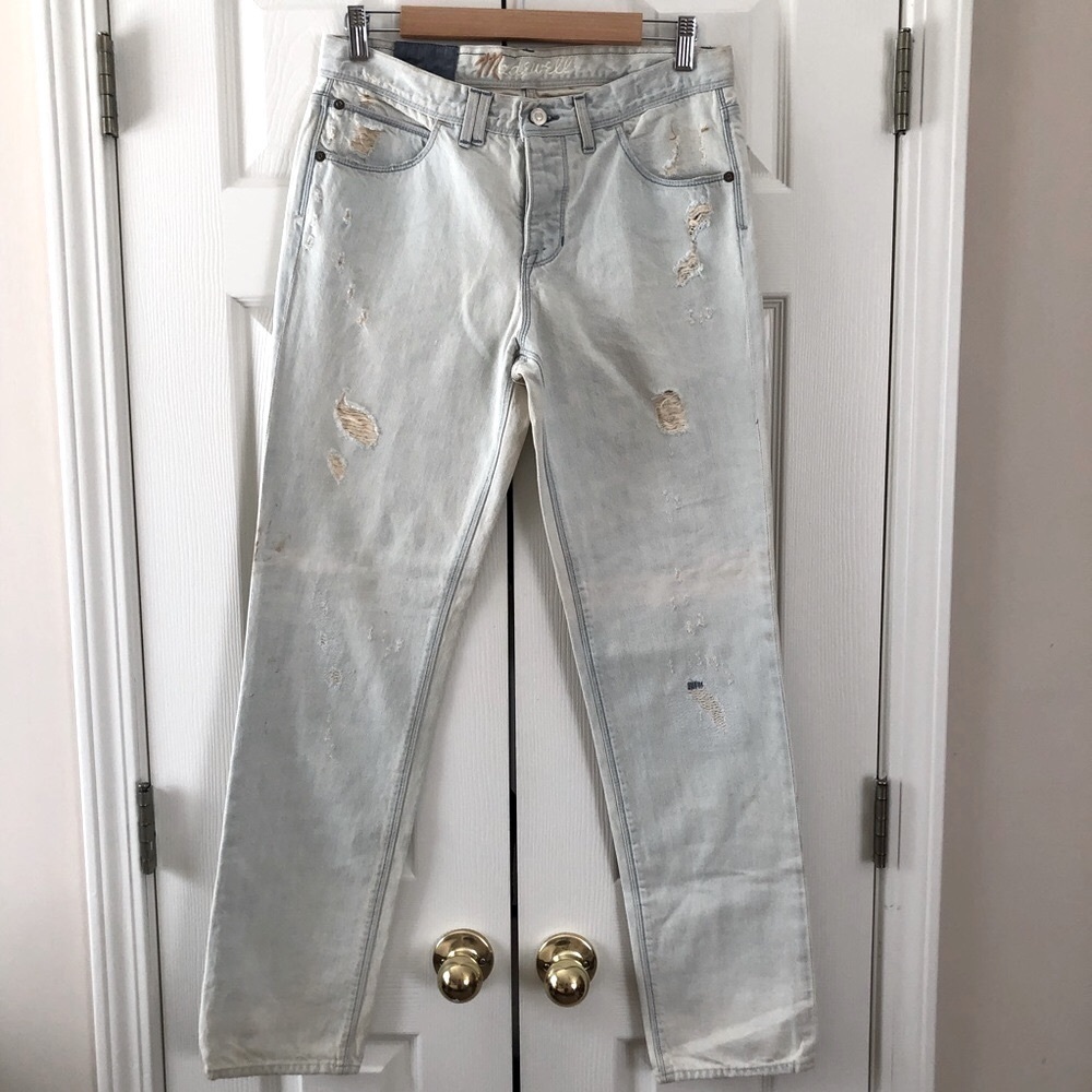 Madewell Distressed Light Antique Wash Jean Slim Full Length Denim Size 27 NWOT